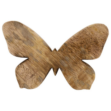 Wood, 9" Butterfly Deco, Brown