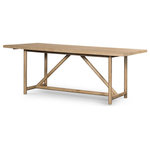 Four Hands - Mika Dining Table - Rustic goes modern. A triangular stretcher brings architectural interest to this simply styled dining table of white-washed oak.