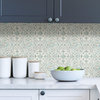 Teal and Gray Landondale Peel and Stick Wallpaper Sample