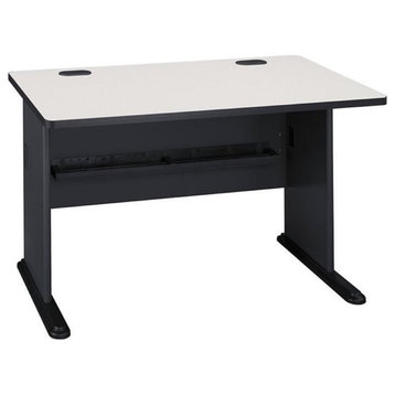 Bowery Hill 48" Transitional Engineered Wood Desk in Slate Gray/White