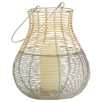 Natural Iron Contemporary Candle Holder Lantern, 12x10x10
