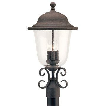 Sea Gull Lighting 3-Light Outdoor Post Lantern, Oxidized Bronze