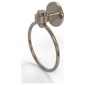 Satellite Orbit One Towel Ring With Groovy Accent, Antique Pewter
