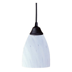 Elk Lighting - Milan 1-Light Pendant, Dark Rust and Simply White Glass - Pendant Lighting