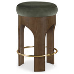 Meridian Furniture - Bocceli Upholstered Counter Stool, Green, Velvet, Stained Walnut - Indulge in the allure of the Green Bocceli Counter Stool by Meridian Furniture. Its captivating design and luxurious Green elevate any space with effortless elegance. Crafted with precision and durability in mind, this stunning piece becomes the focal point of gatherings, fostering moments of connection and warmth. Embrace sophistication and style with the Bocceli Counter Stool, a testament to exquisite taste and timeless beauty.