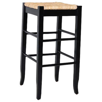 29" Square Rush Stool, Black