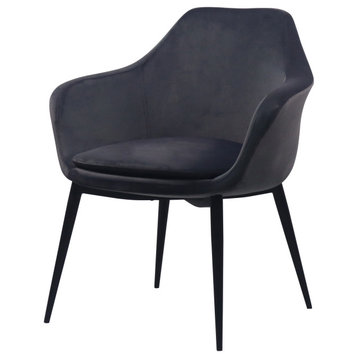 Modrest Wilson Modern Gray Velvet and Black Dining Chair