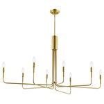 Light Society - Eduardo 8-Light Chandelier, Brushed Brass - Inspired by old-world candelabras, the Eduardo 8-Light Chandelier conjures the glamour of a Parisian salon. Still, its simple silhouette and brushed brass finish make it entirely at home in a contemporary setting. Hang it over your dining table or in the living room, and watch it cast a delightful spell.