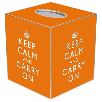 TB2632 - Orange Keep Calm and Carry On Tissue Box Cover