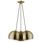 Livex Lighting - Livex Lighting 3 Light Antique Brass Multi Pendant - The clean and crisp Piedmont 3-light cluster pendant makes a contemporary statement with the smooth curve of its antique brass finish shades. A gleaming shiny white finish on the interior of the metal shades brings a refined touch of style.