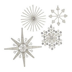 Beaded Snowflakes - Small - Set of 4 - New - Christmas Ornaments