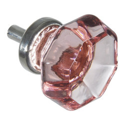 CKP - CKP Elegance Knob, Light Pink Glass, Nickel Base - Cabinet And Drawer Knobs
