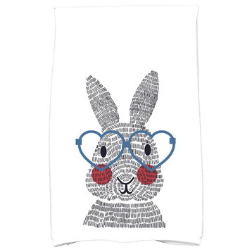 What's Up Bunny?, Holiday Animal Print Kitchen Towel, Blue