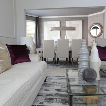 Cream Inspired Foyer, Dining, & Living Room