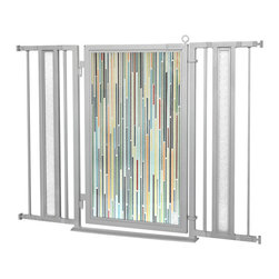 Fusion Gates - Fusion Gate with Modern Lines Design, Satin Nickel, 36"-52" - Baby Gates And Child Safety