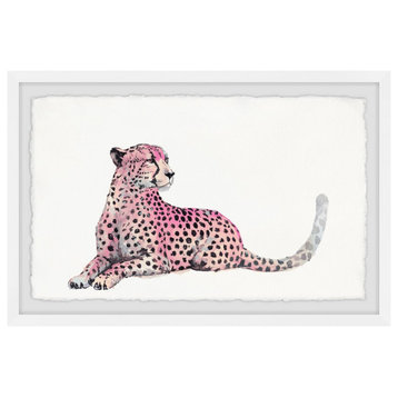 "Pink Cheetah" Framed Painting Print, 36"x24"