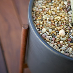Case Study Cylinder Planter with Wood Stand - Indoor Pots And Planters