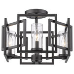 Golden Lighting - Marco Flush Mount Matte Black - Sleek angles and geometric forms make ultra-modern statements in the Marco collection. The series is offered in multiple finishes that heighten the light airy look of the silhouettes. Clear glass cylinders house stately candelabra bulbs.