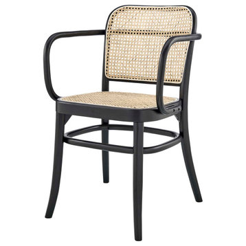 Side Dining Chair, Black, Wood, Modern, Kitchen Bistro Restaurant Hospitality