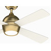 Kwad, 44" Brushed Satin Brass With Matte White Blades and LED Light Kit