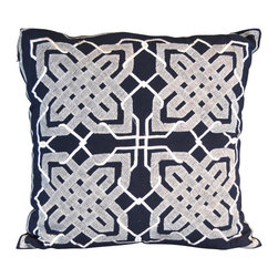 Callisto Home Navy Linen Pillow with White Embroidery - Products