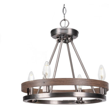 Belmont 4 Light Chandelier, Painted Distressed Wood-Look Metal/Graphite Finish