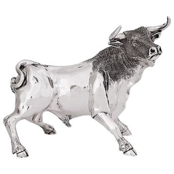 Silver Plated Bull Sculpture 7501