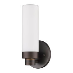Valmont 1-Light Wall Sconce, Oil Rubbed Bronze, Opal White Glass