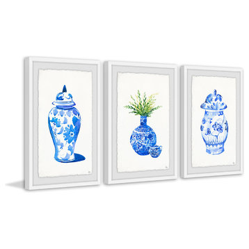 Chinese Vases Triptych, Set of 3, 8x12 Panels