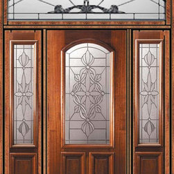 Prehung Side lights-Transom Door 80 Mahogany Evangeline Arch Lite - Front Doors