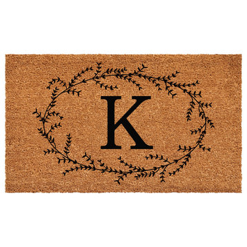 Calloway Mills Rustic Leaf Vine Monogrammed Doormat, 36"x72", Letter K