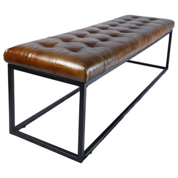 Matthew Izzo Home Norwood Tufted Leather Bench