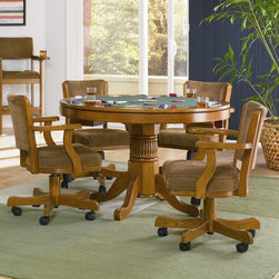 Coaster 100951-Set Oak Casual 5 Pcs 3-in-1 Game Table Set - Dining Sets