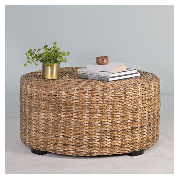 East At Main's Langdon Brown Round Abaca Coffee Table
