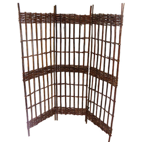 Three Panel Round Top Willow Screen Set