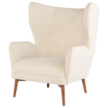 Fabric Reading Chair, Big Accent Chair, Mid Century Modern Arm Chair, Sand