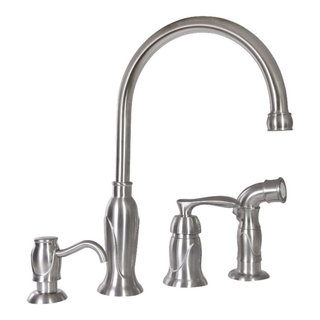 Madison Silver Stainless Steel Kitchen Faucet with Side Sprayer and ...