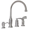 Madison Silver Stainless Steel Kitchen Faucet with Side Sprayer and Dispenser