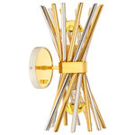 Jonathan Adler - Electrum Sconce - A double helix of polished brass and nickel rods flute out to cradle bold round bulbs. Kinetic, stately, and glamorous, our Electrum Collection is a future classic. Jonathan believes design is successful if it looks as if it has always existed, as if it was uncovered rather than designed-the Electrum Sconce fits the bill. Electrum is a naturally occurring alloy of gold and silver, and the embodiment of our belief that you should mix your metals with abandon.