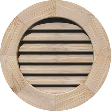 20x20 Round Wood Gable Vent: Functional, 1x4 Flat Trim Frame