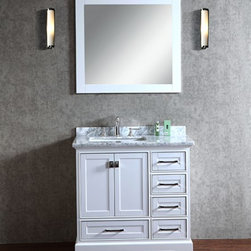 36 inch White Bathroom Vanity with Mirror - Bathroom Vanities And Sink Consoles