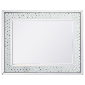 Elegant Decor Sparkle 32x40" Contemporary Iron MDF Crystal Mirror in Clear