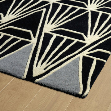 Kaleen Hand-Tufted Origami Wool Rug, Black, 2'6"x8'