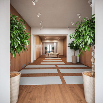 Natural Yoga Studio with Wooden Wall