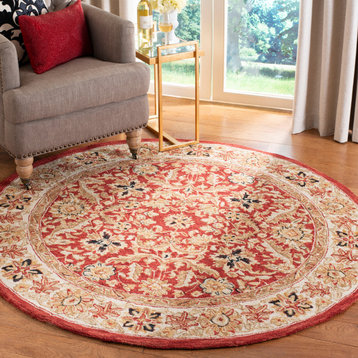 Safavieh Chelsea Collection HK157 Rug, Red/Ivory, 3' Round