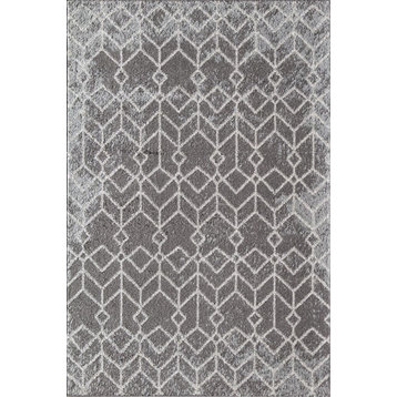 Cove Moonless Night Moroccan Tribal Gray Area Rug, 8'3"x10'0"