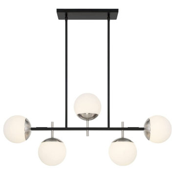 George Kovacs Alluria 5-Light Island, Sand Coal With Brushed Nickel Accents