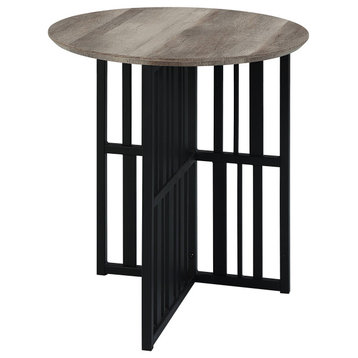 Zudora Solid Wood End Table, Antique Oak/Black