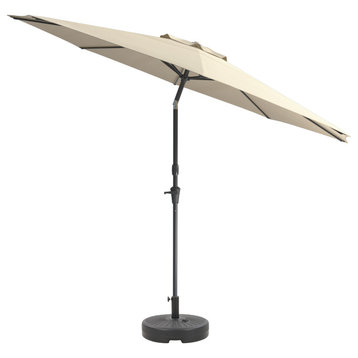 CorLiving 10 Foot Wind Resistant Patio Umbrella with Base, White