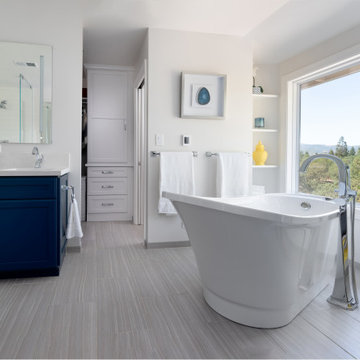 Contemporary Blue & White Bathroom